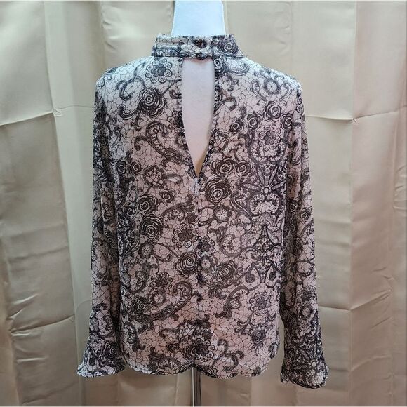 Harlowe & Graham Pale Purple High Neck Keyhole Blouse Size Small - Picture 10 of 10